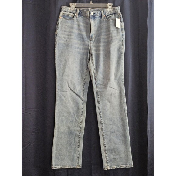 Lands End Women's Size 12 Classic High Rise Boot Leg Light Wash Denim Jeans New - Picture 1 of 11